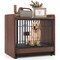Rustic Brown 2-in-1 Wooden Dog Crate End Table with Removable Pull-Out Tray and Lockable Door